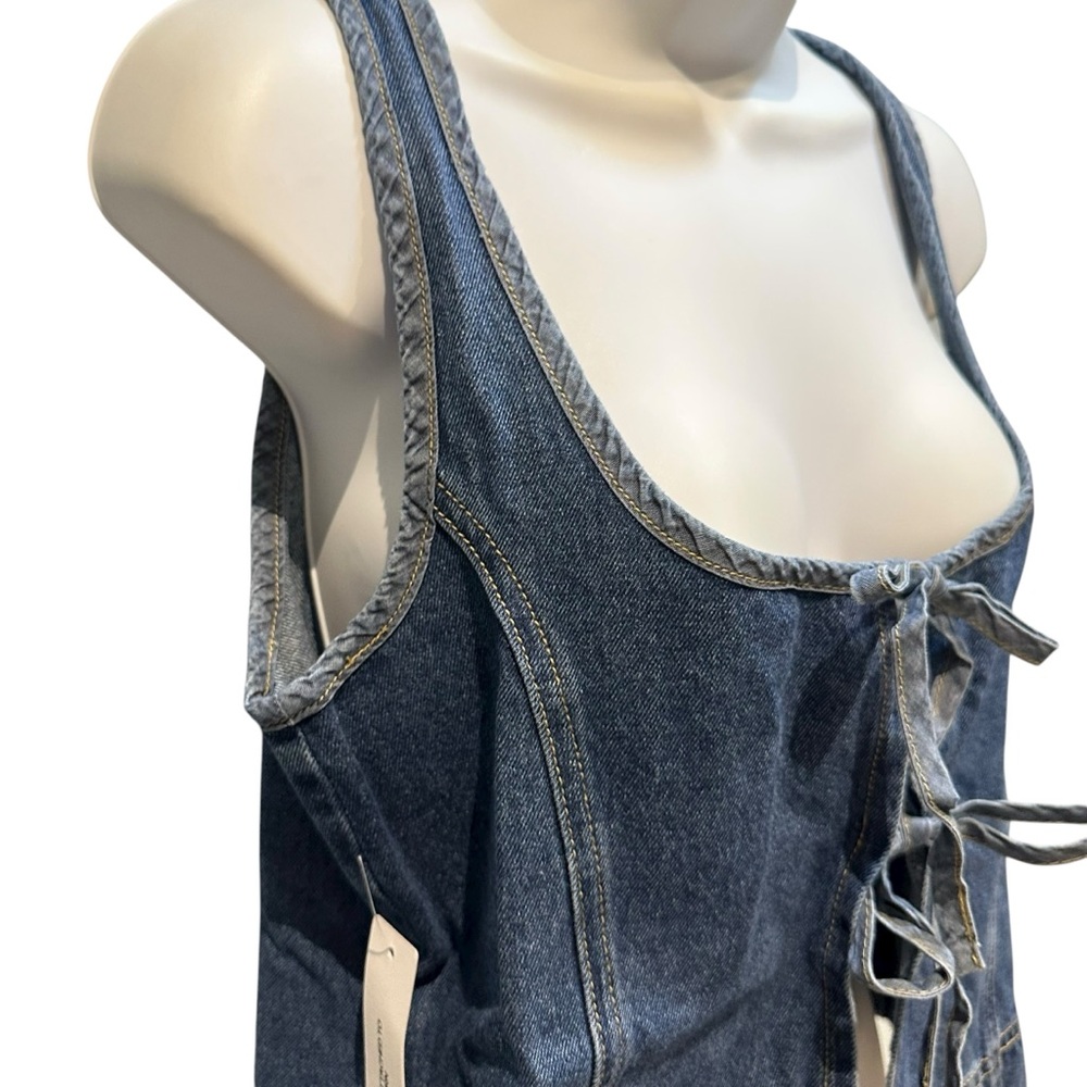 Princess Polly Stefenie Denim Tie Tank Top Mid Wash US 4 New with Tag - Picture 11 of 16